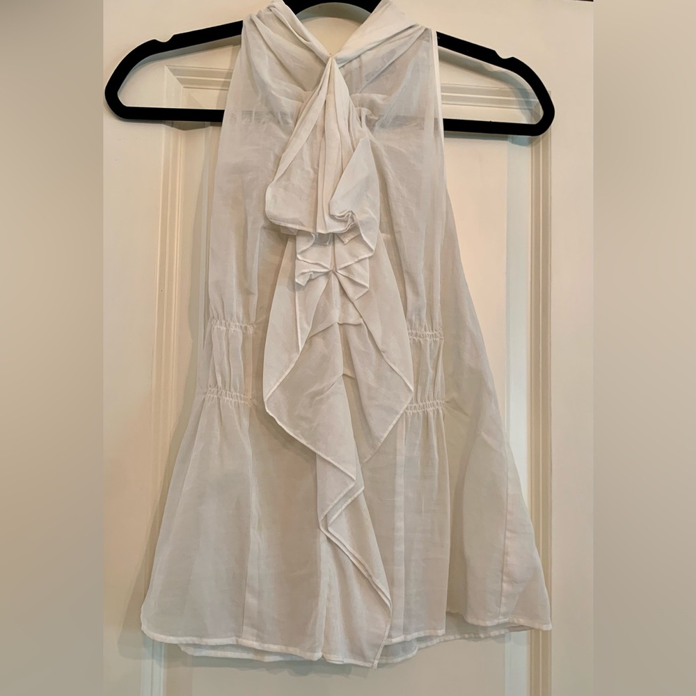 Vince Blouse Sheer Top Halter Top Women Ruffle Front Blouse V Neck Top 8